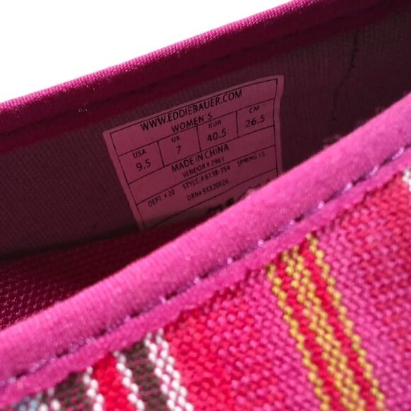 Eddie Bauer Pink Striped Canvas Flat Slip On Shoes Sz 9.5 - Picture 7 of 7